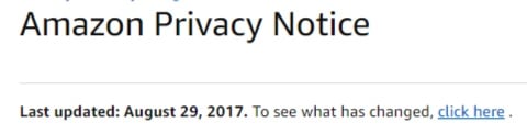 Amazon Privacy Notice: Last updated date with link to what has changed