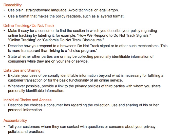 CalOPPA&#039;s overview of requirements for a Privacy Policy