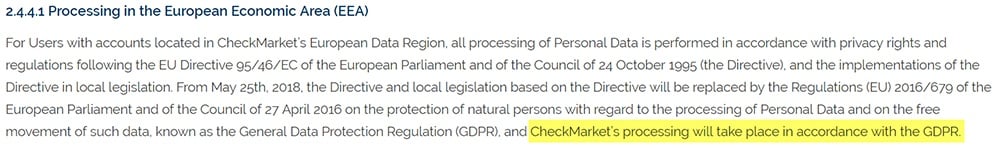 Checkmarket Privacy Policy: Processing in the European Economic Area clause