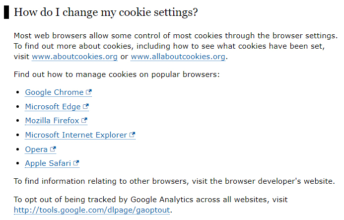 ICO UK Global Cookies Policy: How do I change my cookie settings clause