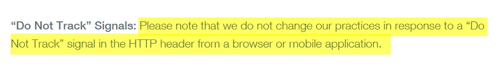 Wix Privacy Policy: &quot;Do Not Track&quot; Signals Clause
