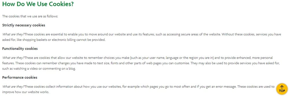 WM Morrison Cookie Policy: How do we use cookies clause