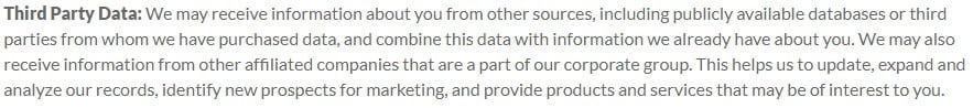 LogMeIn Privacy Policy: Third Party Data clause