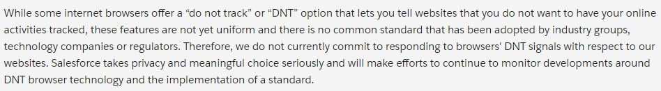 Salesforce UK Privacy Statement: Do Not Track DNT clau