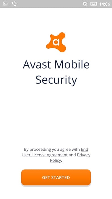 Avast Mobile Security app sign-up screen with Privacy Policy link