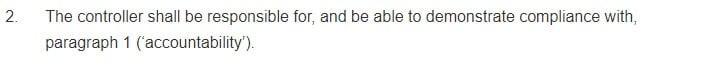 GDPR Info screenshot of Article 5 Section 2