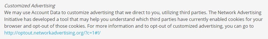 Hootsuite Privacy Notice: Customized Advertising clause