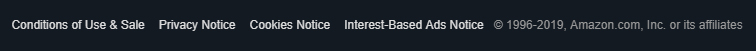 Amazon UK website footer