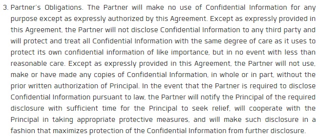 Socifi Partner Agreement: Partner&#039;s Obligations clause