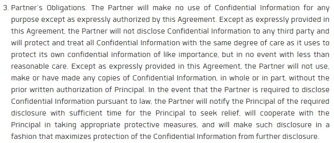 Socifi Partner Agreement: Partner&#039;s Obligations clause