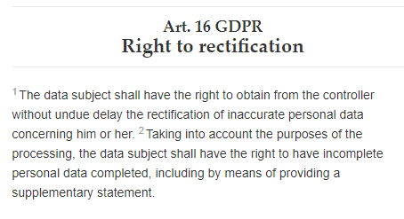 GDPR Info Article 16: Right to rectification