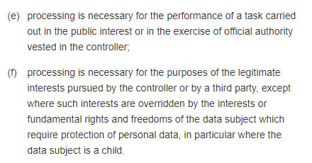 GDPR Info Article 6 Section 1 excerpt: Lawfulness of Processing