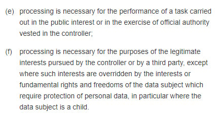 GDPR Info Article 6 Section 1 excerpt: Lawfulness of Processing