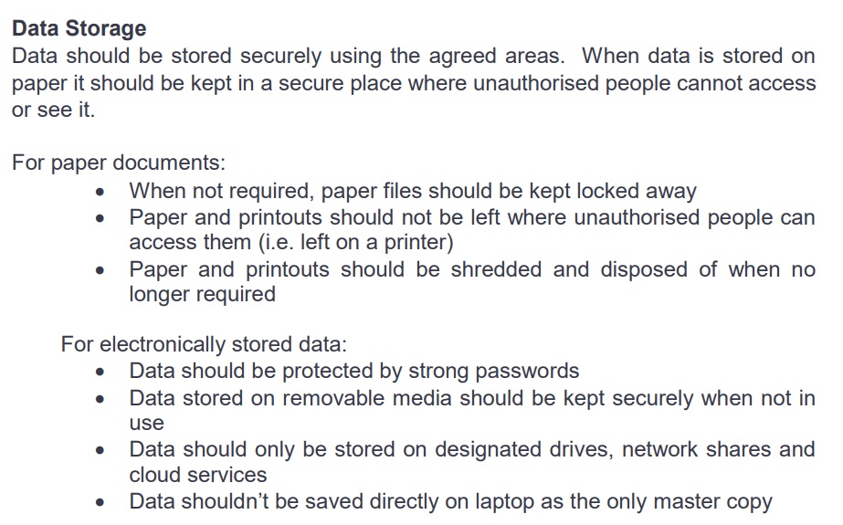 iSAMS Data Protection Policy: Data Storage clause