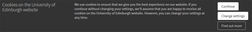 University of Edinburgh Cookies Consent notice