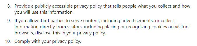 Instagram Platform Policy: Privacy Policy sections