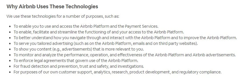 Airbnb Cookie Policy: Why Airbnb Uses These Technologies clause