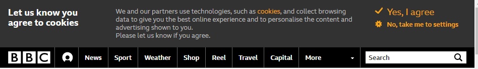 BBC Cookie Consent Notice