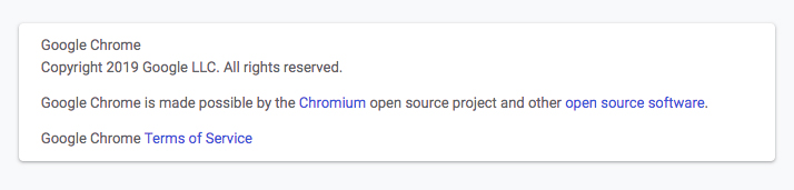 Google Chrome Settings Help section screenshot