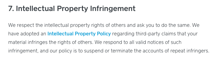 Square Terms of Service: Intellectual Property Infringement clause