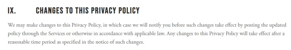 Choices Privacy Policy: Choices clause