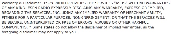 ESPN Terms and Conditions