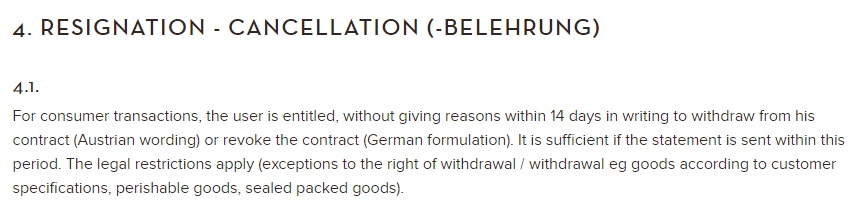 J Hornig Terms and Conditions: Order Cancellation clause