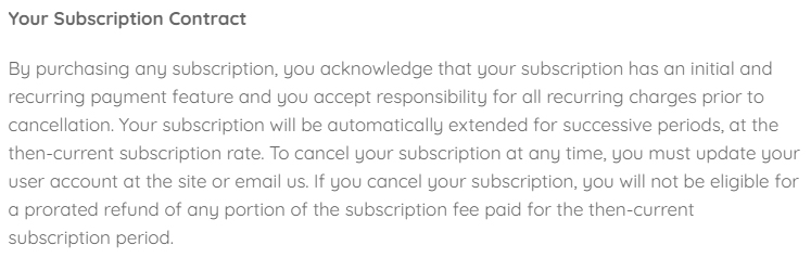 Kawaii Box Terms of Service: Your Subscription Contract clause