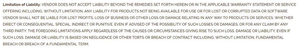 Sarahs Snacks Terms and Conditions: Limitation of Liability clause