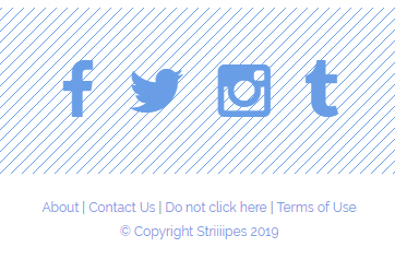 Striiiipes website footer with links