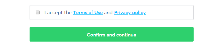 Transferwise Agree checkbox