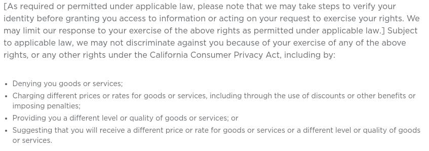 Deluxe Privacy Notice: California-Specific Addendum - Verify identity to exercise rights clause