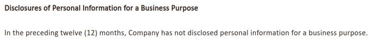 NVA Privacy Notice for California Residents: Disclosures of Personal Information for a Business Purpose clause