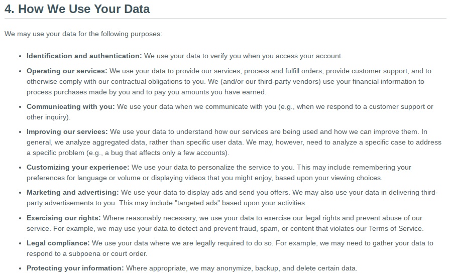 Vimeo Privacy Policy: How We Use Your Data clause