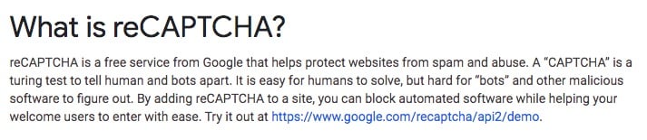 Google reCAPTCHA help: Definition of reCAPTCHA