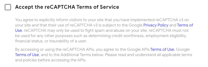 Google reCAPTCHA v3: Accept the reCAPTCHA Terms of Service checkbox