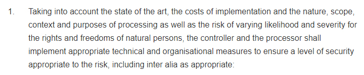 Intersoft Consulting: GDPR Article 32 Section 1