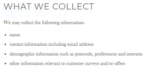 SoYoung Privacy Policy: What We Collect clause