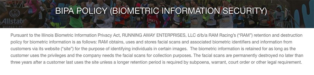 Screenshot of RAM Races BIPA Policy