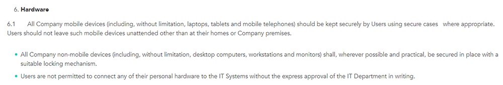 Reddico: IT Security Policy - Hardware clause
