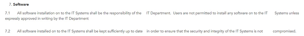 Reddico: IT Security Policy - Software clause