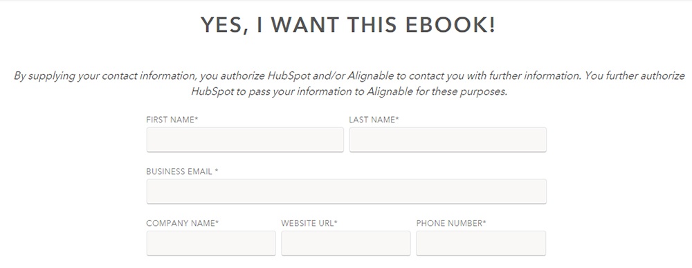 Excerpt of HubSpot eBook download form