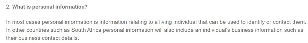 Maitland Privacy Policy: What is Personal Information clause