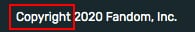 Fandom copyright notice with Copyright word highlighted