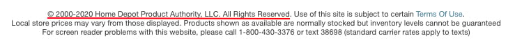 Home Depot: Example of Copyright Notice in website footer