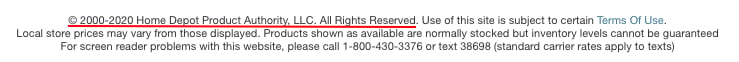 Home Depot: Example of Copyright Notice in website footer