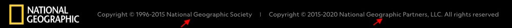 National Geographic copyright notice: Example of owner of work
