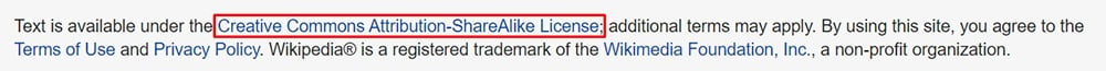 Wikipedia Creative Commons license notice example