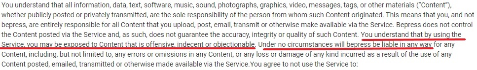 Bepress Terms of Service: Offensive content disclaimer