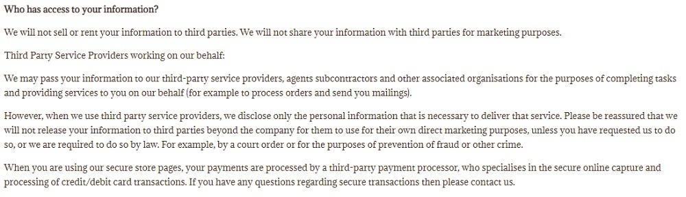 Earthbound Privacy Policy: Who has access to your information clause